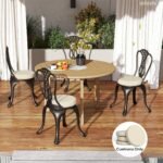 Patio Chair Cushions Set of 4 Round Seat Cushions for Dining Bistro Chairs Machine Washable, 15" x 15" x 3", Cream White - Image 2
