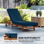 Set of 2 Chaise Lounge Cushion, 4" Thick Outdoor Lounge Chair Cushions with Ties for Patio, 21" x 72 ", Navy Blue - Image 6