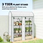 3 Tier Mini Greenhouse, Small Portable Greenhouse with 2 Roll-up Doors, 56.3" x 18.1" x 65", White - Image 4