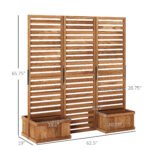 62.5" x 19" x 66" Wood Panel Trellis w/ 4 Planter Box Raised Bed for Garden Natural Wood - Image 3