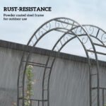 7.4ft Steel Garden Arch with Gate, Garden Arbor Trellis for Climbing Plants, Roses, Vines, Wedding Arch Stand for Outdoor, Garden, Lawn, Backyard, Black - Image 5