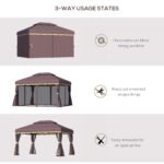 10' x 13' Patio Gazebo, Aluminum Frame Double Roof Outdoor Gazebo Canopy Shelter with Netting & Curtains - Image 7