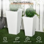 2-Pack Outdoor Planter Set, Flower Pots with Drainage Holes, Durable & Stackable Plant Pot, 22in & 18in, for Porch, Entryway, Patio, Yard, Garden, White - Image 5