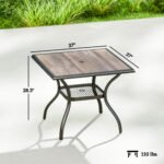 37" Square Outdoor Dining Table for 4, Patio Table with Umbrella Hole, Shelf, Faux Wood Top for Garden, Backyard, Gray - Image 3