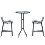 3 Piece Bar Height Outdoor Bistro Set for 2, Charcoal Gray - Image 7