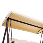 3-Seat Patio Swing Chair, Outdoor Porch Swing Glider with Adjustable Canopy, Removable Cushion, Pillows and Side Trays, for Garden, Poolside, Backyard, Beige - Image 8