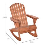 Adirondack Rocking Chair, with Slatted Wooden Design, Fanned Back, Ergonomic Armrests, & Classic Rustic Style, For Porch, Patio, Backyard, Teak - Image 3