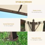 10' x 12' Outdoor Patio Gazebo with Curtains, Two-Tier Roof, Beige - Image 6