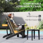 Oversized Adirondack Chair, Outdoor Fire Pit and Porch Seating, Classic Log Lounge w/ Built-in Cupholder, Black - Image 4