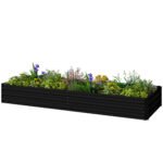 95" x 36" x 12" Galvanized Raised Garden Bed, Easy DIY and Cleaning for Growing Flowers, Herbs, Succulents, Black