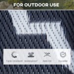 Reversible Outdoor Rug, 9' x 12' Waterproof Plastic Straw Floor Mat, Portable RV Camping Carpet, Large Floor Mat for Backyard, Deck, Picnic, Beach, Blue & White - Image 5