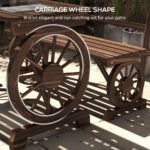 Patio Table and Chairs for 4 People, Wagon Wheel Design, Outdoor Furniture Set for Backyard, Garden, Carbonized - Image 4