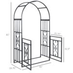 81" Metal Garden Arbor with Double Doors, Locking Gate, Climbing Vine Frame with Heart Motifs, Arch for Wedding, Bridal Party Decoration, Grey - Image 3