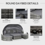 Convertible Rattan Daybed Sectional, Grey - Image 6