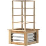 Wooden Raised Garden Bed with Trellis, Galvanized Planter Box Elevated Garden Bed for Garden, Patio, Natural Wood