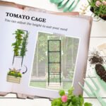 Galvanized Planter Box, 24" x 24" x 73.5" Raised Garden Bed with Tomato Cage for Climbing Vines, Cream - Image 4