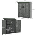 Outdoor Storage Cabinet Wooden Garden Shed Utility Tool Organizer with Waterproof Asphalt Rood, Lockable Doors, 3 Tier Shelves for Lawn, Backyard, Gray - Image 3