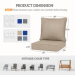 Patio Chair Cushions Set of 2 with Seat & Backrest, Fade Resistant Seat Replacement Cushion Set, Beige - Image 3