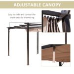 10' x 13' Aluminum Patio Pergola with Retractable Pergola Canopy, Backyard Shade Shelter for Porch, Outdoor Party, Garden, Grill Gazebo, Brown - Image 4