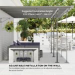 14.5' x 10' Aluminum Polycarbonate Pergola with UV Blocking for Outdoor Wall-Mounted Use, Family Shade, Gray - Image 4