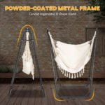 Hammock Chair with U Shape Stand, Hammock Swing Chair with A Side Pocket, Cream White - Image 4