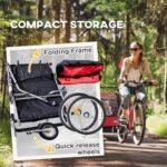 2-Seat Elite 360 Swivel Bike Trailer for Kids Bicycle Cargo Trailer with Water-Resistant Windows, Black and Red - Image 6