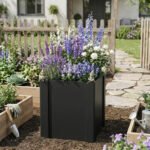 Raised Garden Bed Galvanized Planter Box Outdoor with Gloves for Gardening Vegetables, Flower, Herb, 1.4 x 1.4 x 1.5 ft, Black - Image 8