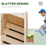 Wooden Raised Garden Bed with Trellis, Outdoor Planter Box with Drainage Crevices for Climbing Vine Plants Flowers, 24" x 12" x 49" - Image 6