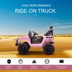 12V Kids Ride On Truck with Parent Remote Control, Battery Powered Electric Car with Spring Suspension, Adjustable Speed, LED Lights and Horn - Image 4