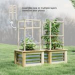 Wooden Raised Garden Bed with Trellis, Galvanized Planter Box Elevated Garden Bed for Garden, Patio, Natural Wood - Image 5