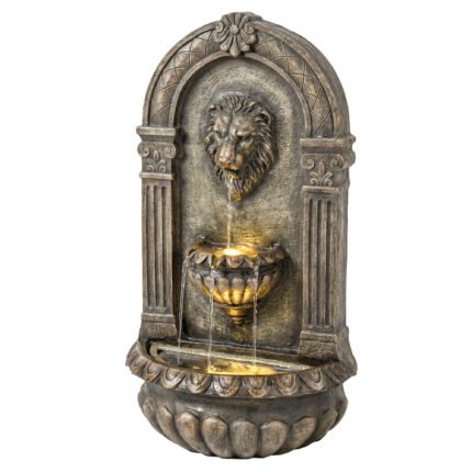 31" Wall-Mounted Outdoor Fountain with 3-Tier Cascading Waterfall Feature