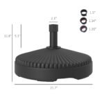 Round Patio Umbrella Base Holder, Heavy Duty Outdoor Umbrella Stand Base, Filled Up to 62lbs with Sand or 51lbs with Water for Garden, Poolside - Image 3