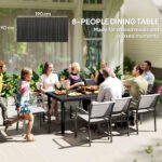 75" x 35" Outdoor Dining Table for 8 People, Rectangular Aluminum Frame Garden Table with All-Weather Faux Wood Top for Lawn, Patio, Black - Image 8