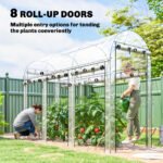 Walk-in Tunnel Greenhouse, Hoop House Greenhouse with 8 Roll-Up Doors, 10' x 3' x 6.5', Clear - Image 4