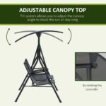 2-Seat Outdoor Porch Swing, with Pivot Storage Table, Cup Holder, & Adjustable Overhead Canopy, Stand's Skid-Resistant Feet Pad, Breathable Mesh Seat, Steel Frame, for Patio, Gray - Image 4