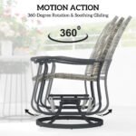Wicker Rattan Swivel Patio Glider Chair Set of 2, Outdoor Glider Chair with Steel Frame, High Back, Armrests, Yellow - Image 4