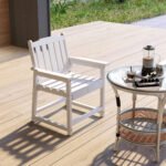 All-Weather Patio Chair, HDPE Patio Dining Chair, Heavy Duty Wood-Like Outdoor Furniture for Garden, Backyard, Deck, Porch, Lawn, White - Image 7