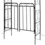 84" Garden Arch Arbor with Gate, Metal Arch Trellis, Garden Archway for Climbing Vines, Wedding Ceremony Decoration, Flourishes & Arrow Tips, Black - Image 8