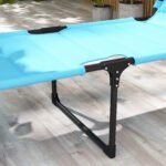Outdoor Lounge Chair, 4 Position Adjustable Backrest, Folding, Cushioned w/ Sun Shade Roof & Pillow, Blue - Image 8