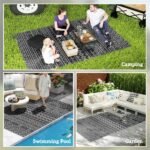 Reversible Outdoor Rug, Waterproof Plastic Straw with Carry Bag, 6' x 9', Black & Gray Geometric Wall - Image 5