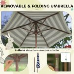 Outdoor Wooden Kids Picnic Table & Bench Set with Cushions and Umbrella, for Patio, Garden, Navy Blue - Image 5