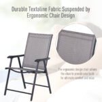 Set of 4 Outdoor Folding Chairs, Stackable Patio Dining Chairs with Armrests, Metal Frame, Gray - Image 5
