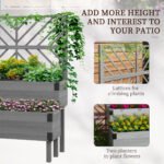 2 Tier Trellis Planter, Wooden Raised Garden Bed, Gray - Image 4