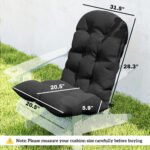 Outdoor Adirondack Chair Cushions Set of 2, Tufted High Back Patio Chair Cushions, Black - Image 3