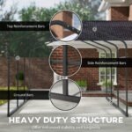 10' x 15' Metal Carport, Heavy Duty Garage Car Canopy with Galvanized Metal Roof and Removable Sidewalls, Dark Gray - Image 6