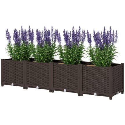 Plastic Raised Garden Bed with 5 x 1 x 1 ft Outdoor Flower Box