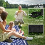 Reversible Outdoor Rug, Waterproof Plastic Straw with Carry Bag, 9' x 18', Blue & White Rhombus - Image 8