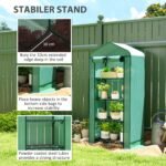 Mini Greenhouse with Screen Roof, 4 Tier Portable Small Greenhouse with High Strength PE Cover, Green - Image 8