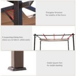 10' x 13' Aluminum Patio Pergola with Retractable Pergola Canopy, Backyard Shade Shelter for Porch, Outdoor Party, Garden, Grill Gazebo, Brown - Image 6