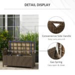 Outdoor Patio Wicker Storage Bench, 2-In-1 Rattan Patio Furniture, 29 Gal Storage Box w/ Cushion, Dark Blue - Image 7
